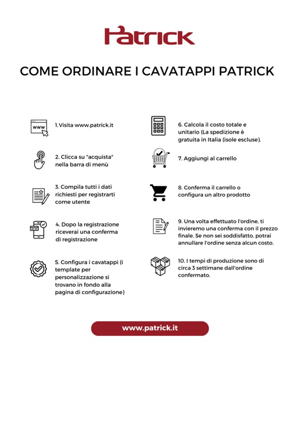 Come ordinare i cavatappi Patrick